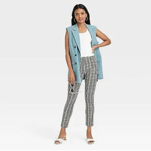 A New Day High-Rise Slim Fit Bi-Stretch Ankle Pants Blue Plaid size 18R